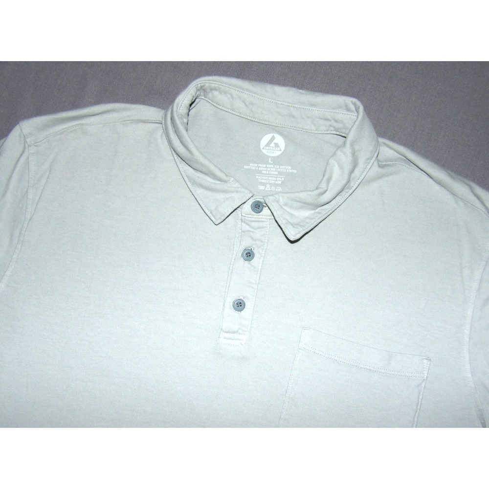 American Giant Short Sleeved 100% Cotton Gray Polo Golf Shirt Men's Large